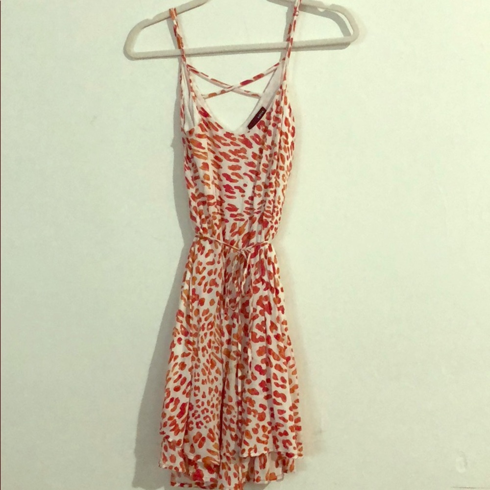 Aqua red and white animal print dress